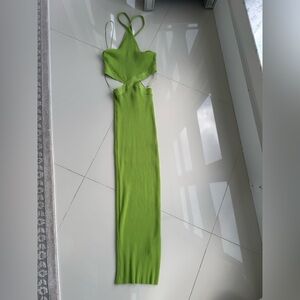 Zara Lime Green Backless Maxi Dress